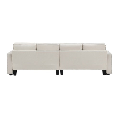 104" 4-Seater Modern Linen Fabric Sofa with Armrest Pockets and 4 Pillows – Minimalist Style Couch for Living Room, Apartment, Office – Available in 3 Colors