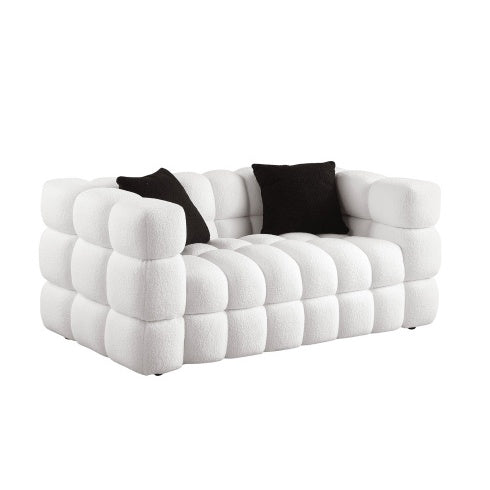 62.2" Marshmallow Boucle Sofa – Black 2-Seater, Ergonomically Designed for USA Body Structure, Comfortable and Stylish