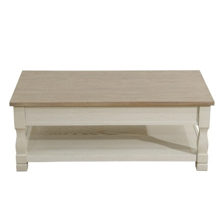 Light Brown MDF Top And White Oak Drawer Living Room Coffee Table