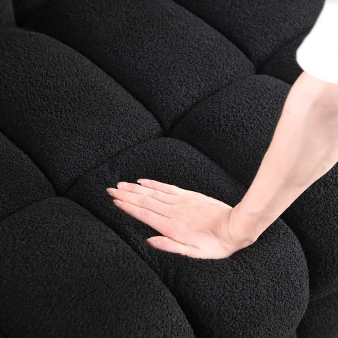 62.2" Marshmallow Boucle Sofa – Black 2-Seater, Ergonomically Designed for USA Body Structure, Comfortable and Stylish