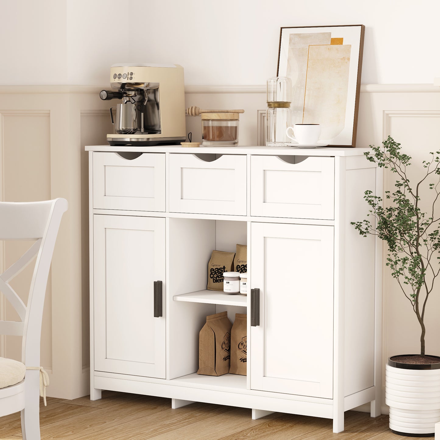 Cabinets with Drawers and Shelves - Living Room, Bedroom, Bathroom Decor Cabinets Furniture, Home Decor - White