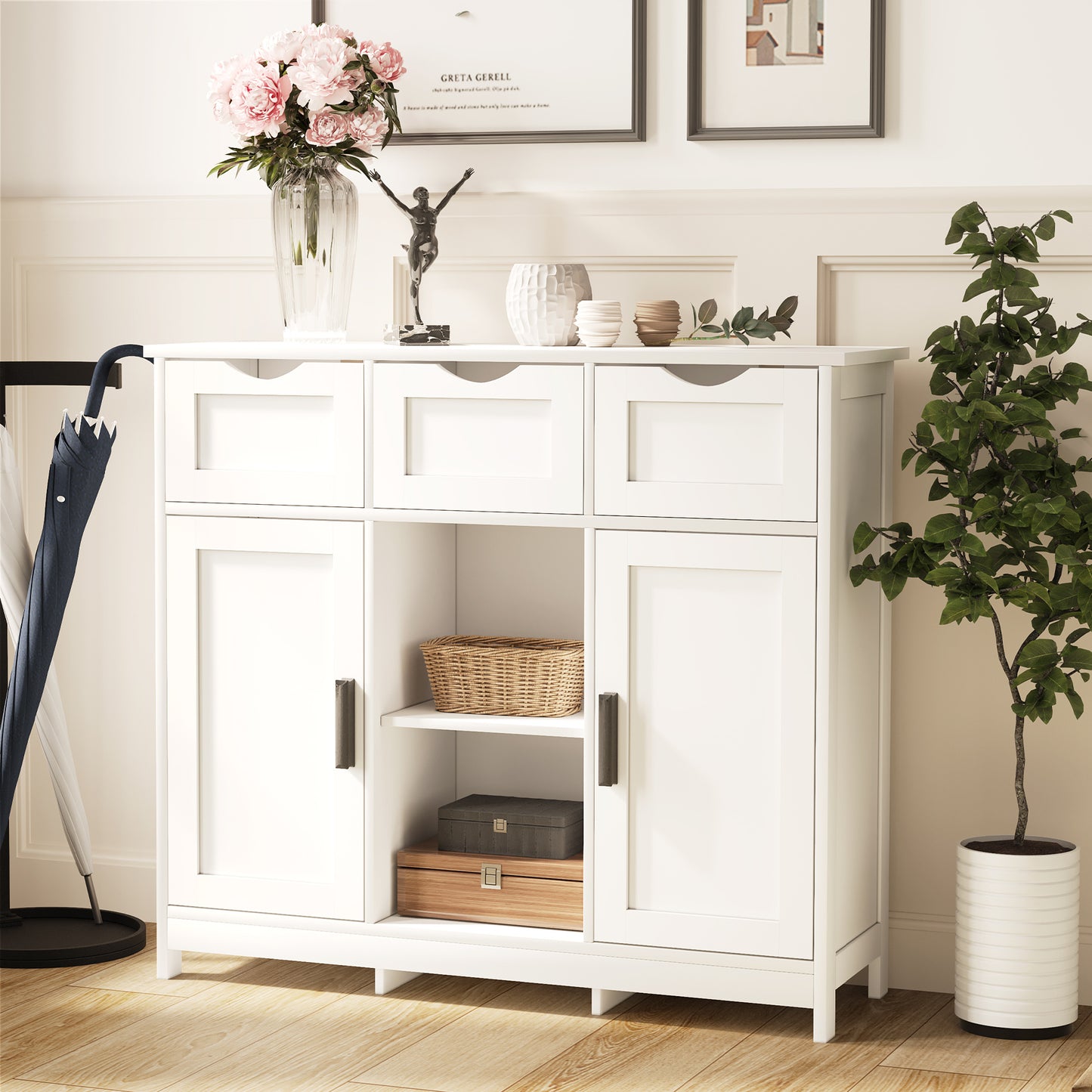 Cabinets with Drawers and Shelves - Living Room, Bedroom, Bathroom Decor Cabinets Furniture, Home Decor - White