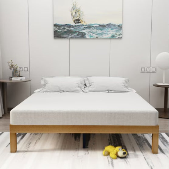Queen Size Wood Platform Bed Frame,No Box Spring Needed,Strong Wood Slat Support, Easy Assembly