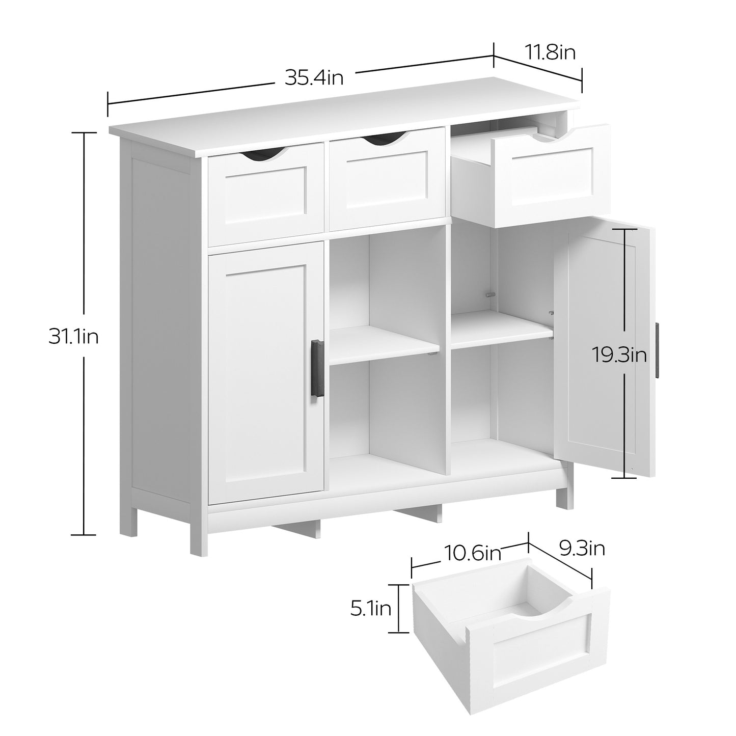 Cabinets with Drawers and Shelves - Living Room, Bedroom, Bathroom Decor Cabinets Furniture, Home Decor - White