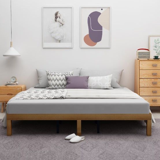 Queen Size Wood Platform Bed Frame,No Box Spring Needed,Strong Wood Slat Support, Easy Assembly