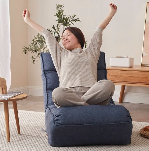 Single Sofa Reclining Chair – Japanese Tatami Chair, Lazy Sofa, Adjustable Leisure Recliner for Balcony or Living Room