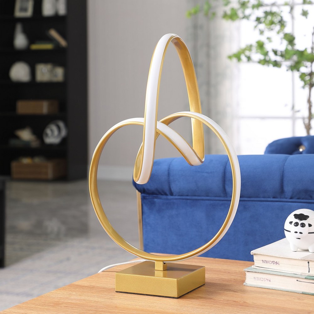 19&quot; In Abstract Infinity Matte Gold Modern Table Lamp