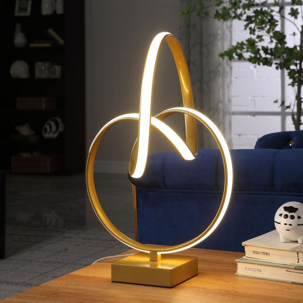 19&quot; In Abstract Infinity Matte Gold Modern Table Lamp