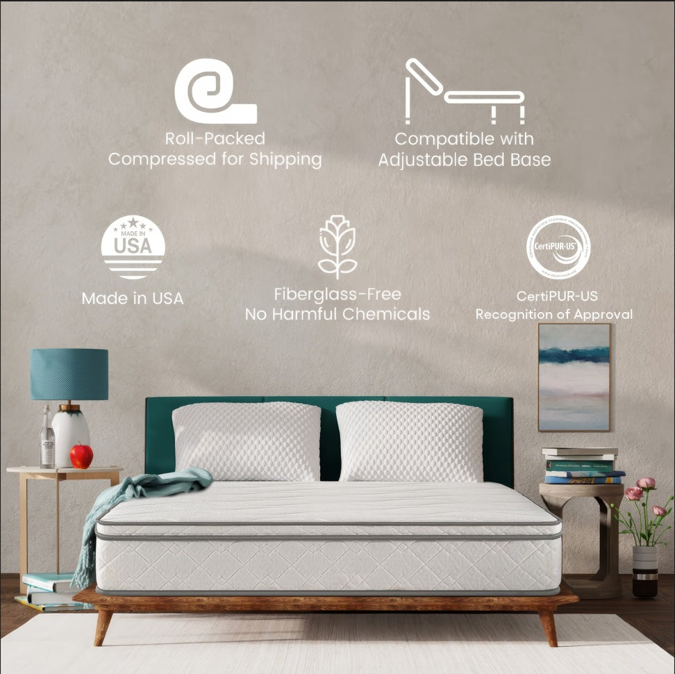 Full Size 10-Inch Hybrid Mattress with Gel Memory Foam and Individually Wrapped Pocket Coils