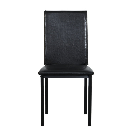 5-Piece Metal Dining Table and Chair Set with Imitation Marble Top – Black Dining Room Set, Table and 4 Chairs