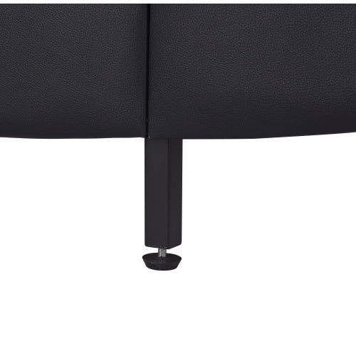 Queen Size Upholstered Faux Leather Platform Bed with LED Light, Slatted Bed Frame – Black