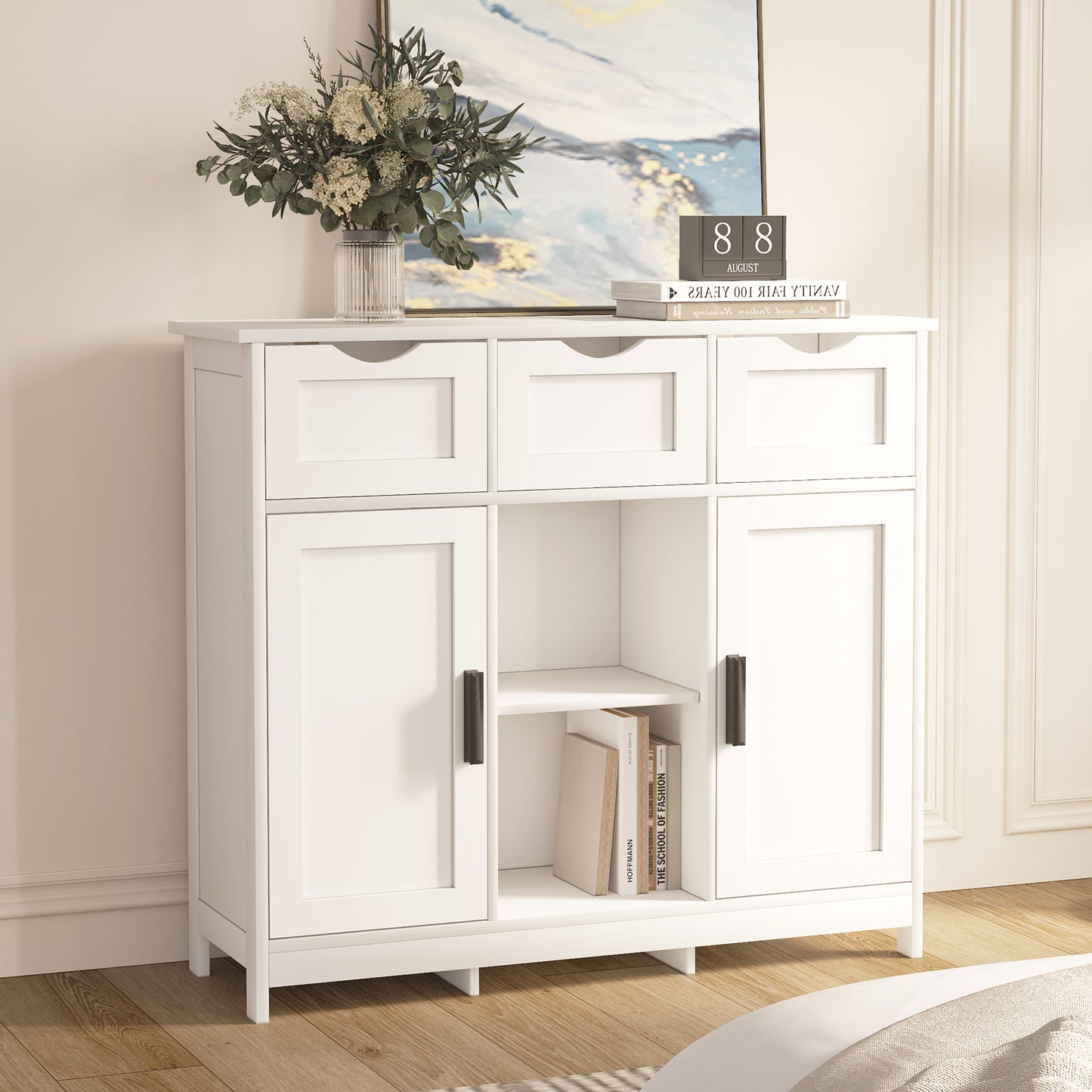 Cabinets with Drawers and Shelves - Living Room, Bedroom, Bathroom Decor Cabinets Furniture, Home Decor - White
