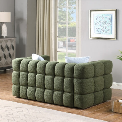 62.2" Marshmallow Boucle Sofa – Black 2-Seater, Ergonomically Designed for USA Body Structure, Comfortable and Stylish
