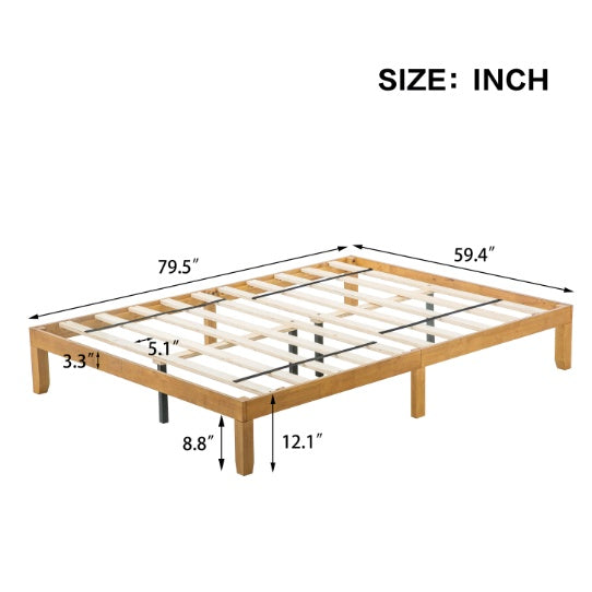 Queen Size Wood Platform Bed Frame,No Box Spring Needed,Strong Wood Slat Support, Easy Assembly