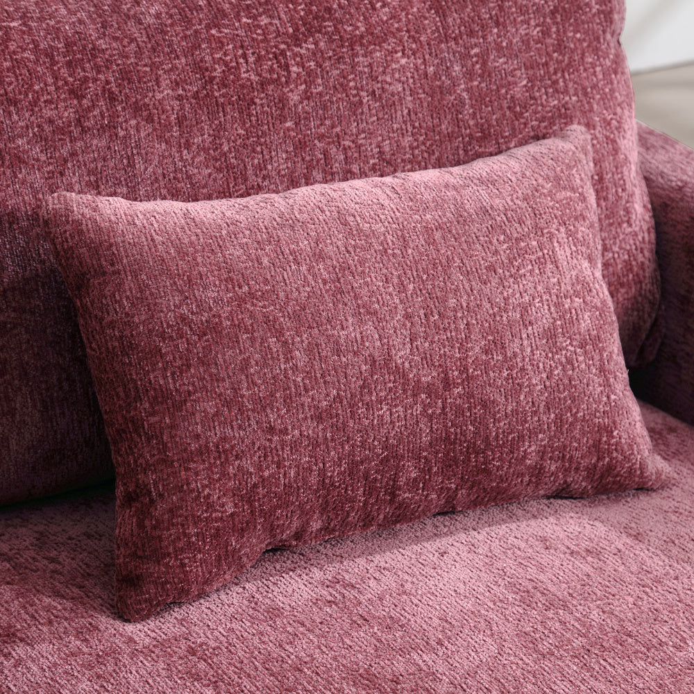 COOLMORE Wood Frame Armchair,  Modern Accent Chair Lounge Chair for Living Room,Tufted Club Chair, Mid Century Modern Arm Chairs with Studded, Solid Wood Frame, for Bedroom, Reading(Wine red Chenille)