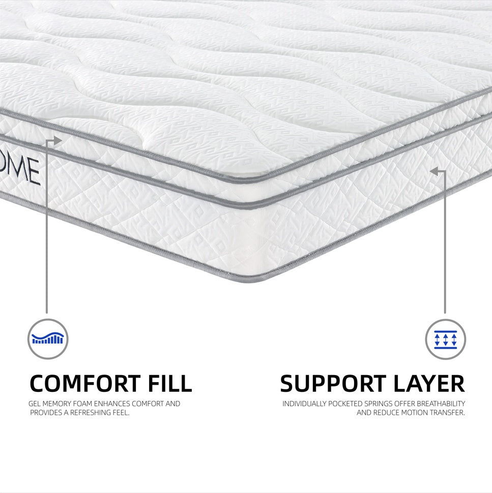 Full Size 10-Inch Hybrid Mattress with Gel Memory Foam and Individually Wrapped Pocket Coils
