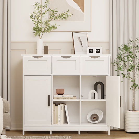 Cabinets with Drawers and Shelves - Living Room, Bedroom, Bathroom Decor Cabinets Furniture, Home Decor - White