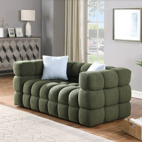 62.2" Marshmallow Boucle Sofa – Black 2-Seater, Ergonomically Designed for USA Body Structure, Comfortable and Stylish