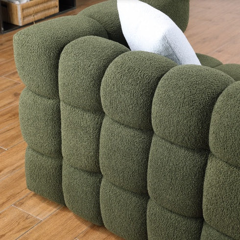 62.2" Marshmallow Boucle Sofa – Black 2-Seater, Ergonomically Designed for USA Body Structure, Comfortable and Stylish